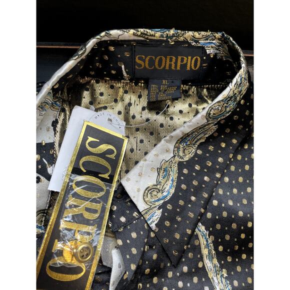 NWT SCORPIO Western Print Silk Blend Button Down Blouse SIze XL - Picture 7 of 7